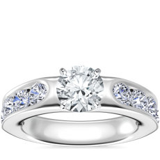 NEW Channel Round Diamond Engagement Ring in 18k White Gold (1.96 ct. tw.)